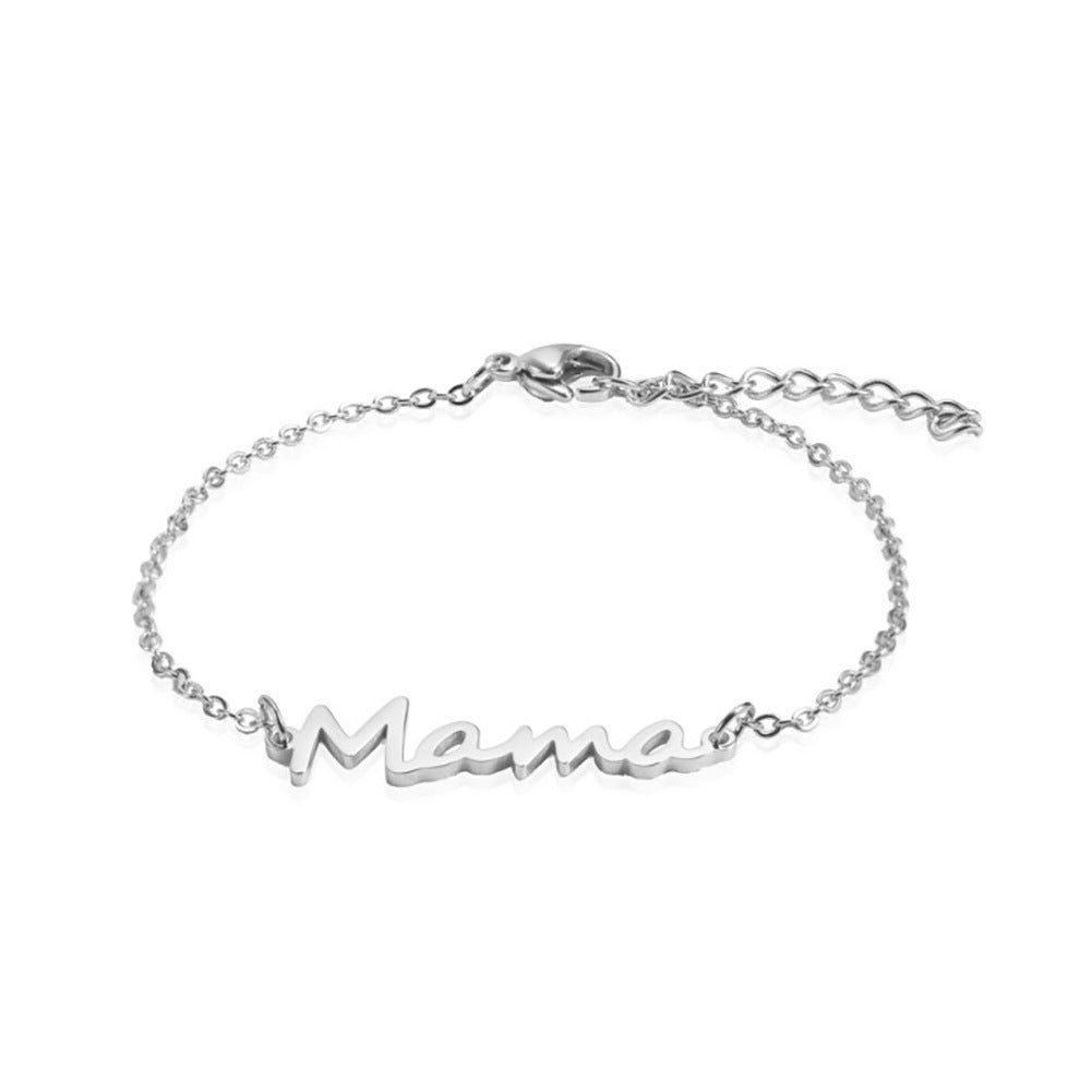 Wholesale Mom English letter stainless steel bracelet charm multi-layer bead chain